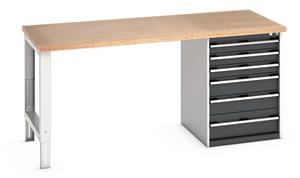 Bott Cubio Pedestal Bench with MPX Top & 6 Drawers - 2000mm Wide  x 900mm Deep x 940mm High. Workbench consists of the following components... 940mm High Benches